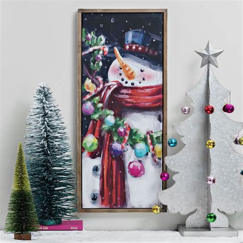 Colorful Snowman Framed Canvas Art Print Kirklands Holiday Painting