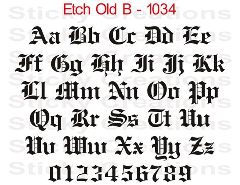 Etch Old English Bold Font Custom Text Letters Vinyl Sticker Decal