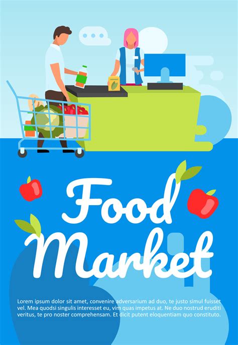 Food Market Poster Vector Template Grocery Store Shopping Brochure