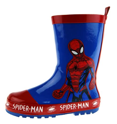Spiderman Wellington Boots Boys Marvel Superhero Wellies Rubber Snow