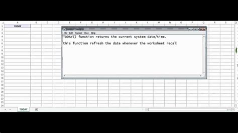 Excel Today Function How To Use Today Function Youtube