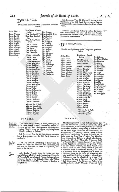 House Of Lords Journal Volume 20 8 March 1717 British History Online