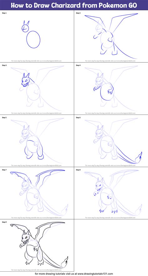How To Draw Charizard From Pokemon Go Printable Step By Step Drawing