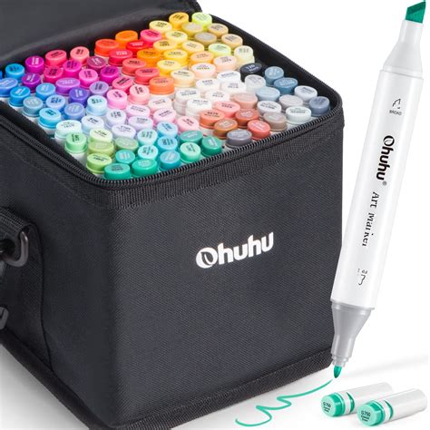 Ohuhu 100 Colors Alcohol Art Markers, Double Tipped Coloring Marker Set