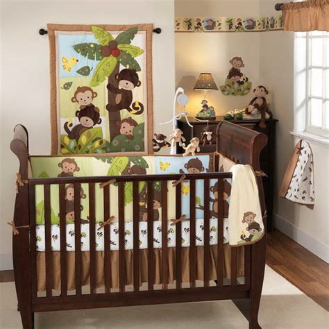 Baby bedding crib cot quilt set 10 pcs quilt bumper sheet dust ruffle blanket. Monkey Baby Crib Bedding Theme and Design Ideas - family ...