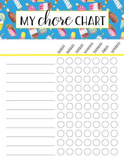 Summer Chore Chart Template Chore Chart Template Chore Chart Chore