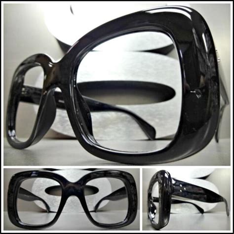 Womens Vintage Retro Style Thick Black Lensless Eye Glasses Frame Only