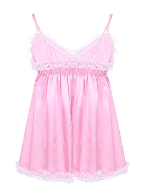 mens satin ruffle dress nightgown pyjamas sissy crossdressers sleepwear ebay