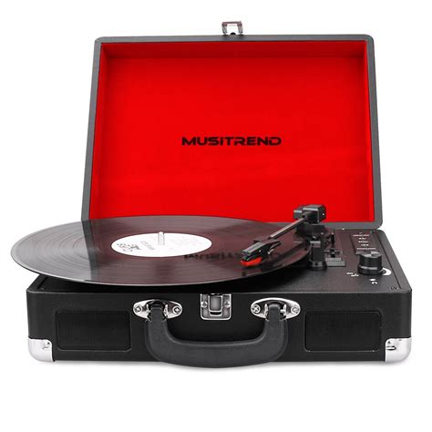 Musitrend Bluetooth Turntable Portable Suitcase Record Player With
