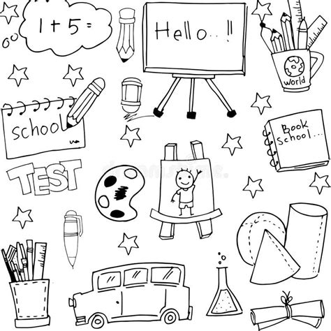School Doodles Vector Set Hand Draw Stock Vector Illustration Of