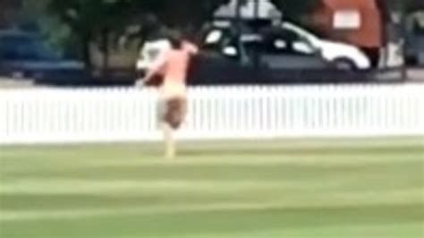 Melbourne Streaker Intrudes Game Of Premier Cricket Between Camberwell