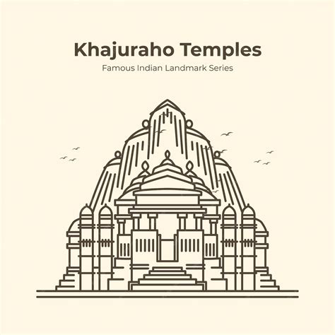 Premium Vector Khajuraho Temples Indian Famous Landmark Outline