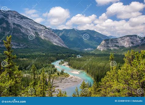 Aerial View Of Bow River Valley Banff National Park Alberta Canada