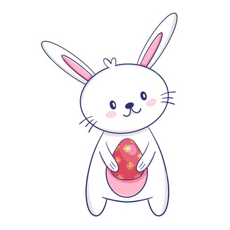 부활절 만화 일러스트 귀여운 토끼 빨간색 계란을 들고 빨간 계란 부수기 부활절 계란 Png 일러스트 및 Psd 이미지 무료 다운로드 Pngtree