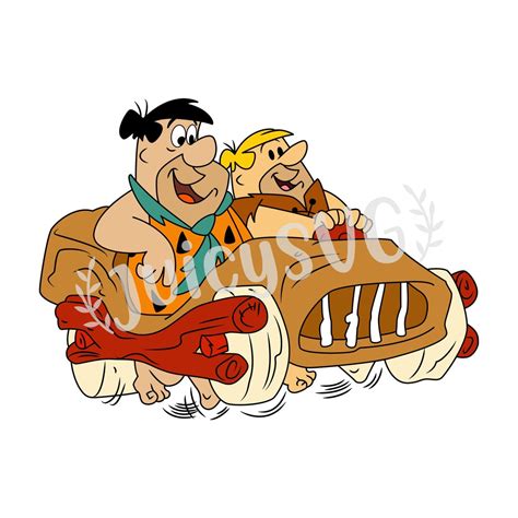 Fred Flintstone And Barney Rubble In A Car Layered Svg Etsy