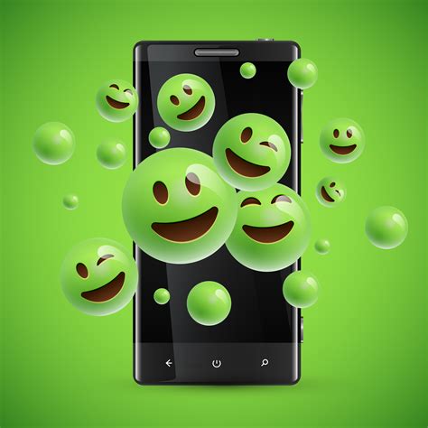 3d And Different Kinds Of Emoticons With Matte Smartphone Vector