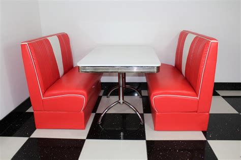 American Diner Furniture 50s Style Retro Booth Table And Red Etsy