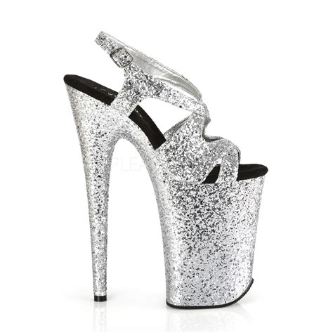 Silver 23 Cm Infinity 930lg Glitter Platform High Heels Shoes