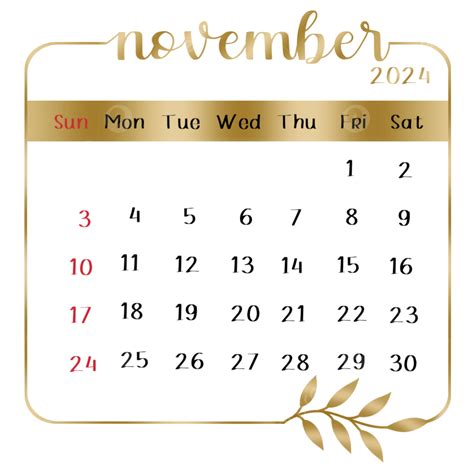 Calendário De Folhas De Ouro De Novembro De 2024 Png 2024 Calendário