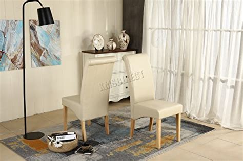 Set of two armless dinner. WestWood Furniture Set of 4 Premium Cream Faux Leather ...