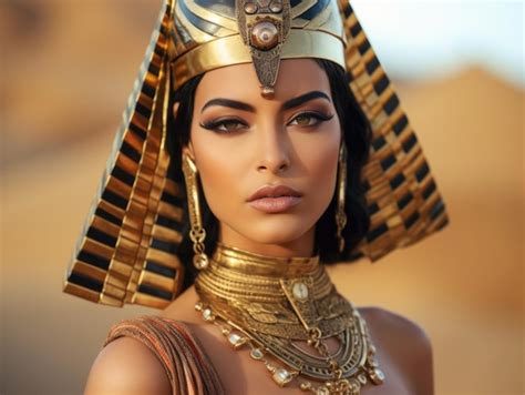 Premium Ai Image Portrait Of Ancient Very Beautiful Egyptian Girl Fierce Candid Wearing Luxury