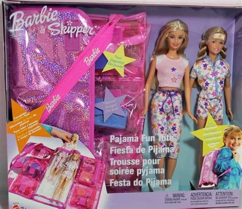 2003 pajama fun tote barbie and skipper nrfb mint w ln box 02518