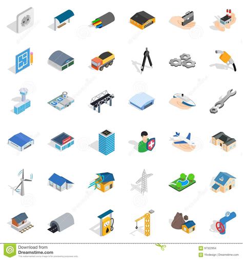 Draw Plan Icons Set Isometric Style Stock Vector Illustration Of