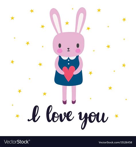 I Love You Cute Little Bunny Romantic Card Greeting Card Or Postcard