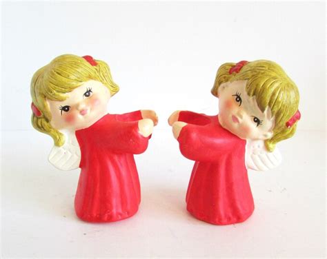 Vintage Ceramic Christmas Angels Candle Hugger Japan Etsy