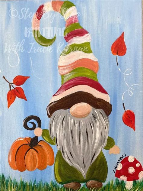 How To Paint A Fall Gnome Fall Canvas Painting Halloween Painting