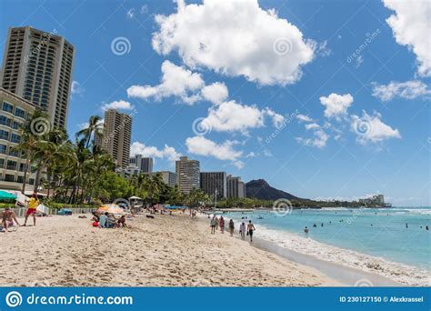 Scenic Waikiki Beach Vista On A Beautiful Sunny Day Oahu Hawaii