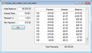 All investing & cd calculators. VB Helper: HowTo: Calculate how long it will take to pay off a credit card by making minimum ...