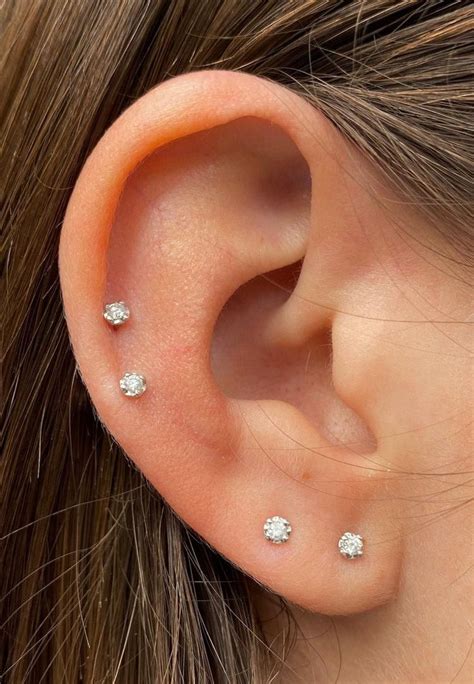 Tiny Natural Diamond Stud Earrings Mm Genuine Diamond Stud Etsy