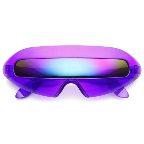 Retro Futuristic Cyclops Mirrored Lens Wrap Around Sunglasses 9125
