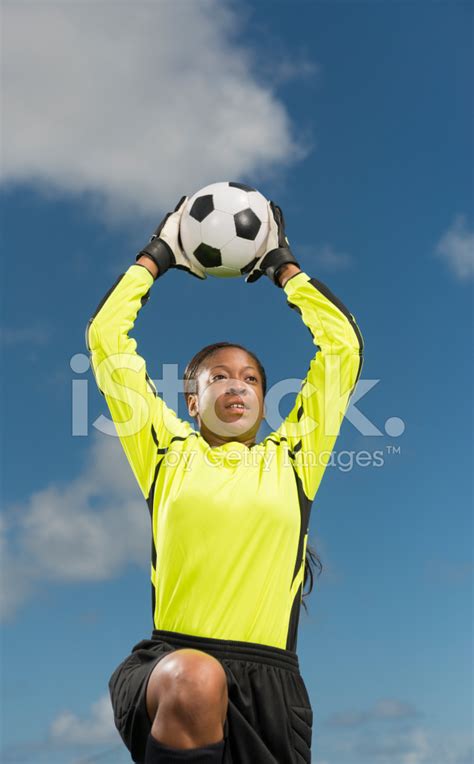 Female Goalkeeper Catching Ball Stock Photo Royalty Free Freeimages