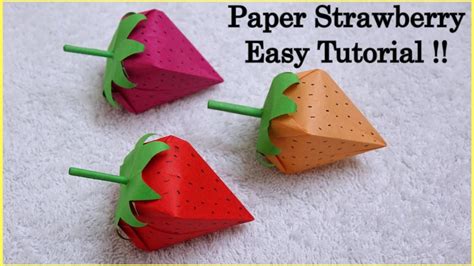 Easy Paper Strawberry DIY Origami Strawberry Tutorial How To Make