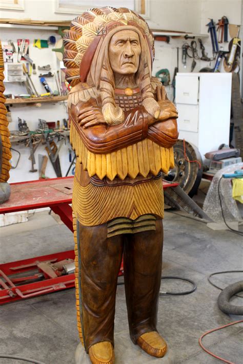Wood Indian 6 Life Size Chief Slowly Hand Carved Signed
