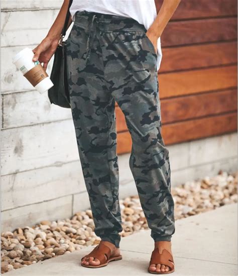 2019 Fashion Military Camouflage Pants Women Army Black Loose Camo
