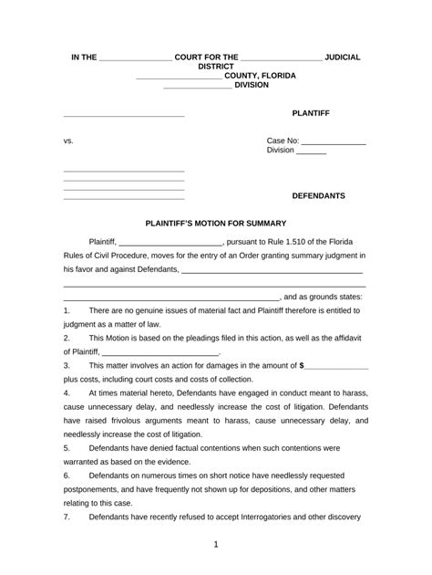 Florida Summary Judgment Fill Out And Sign Online Dochub