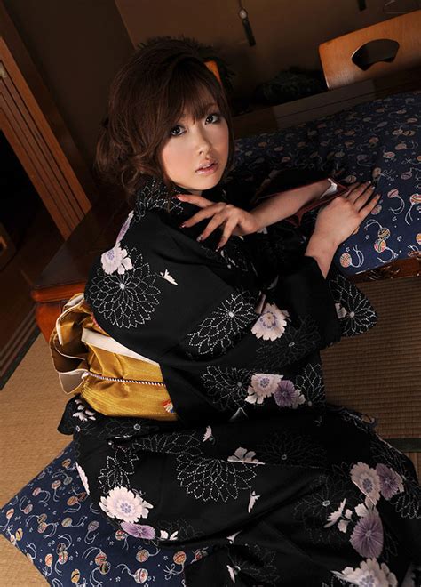 Rio Hamazaki Wearing Black Traditional Kimono