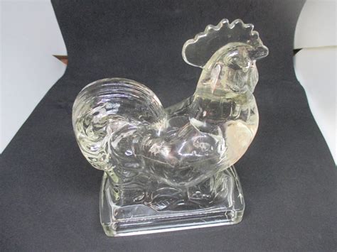 Antique Glass Rooster great detail bookend doorstop kitchen collectible ...