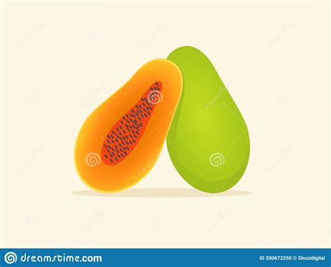 Papaya Fruit Fresh Slice Juicy Vitamin Nutrition Fiber White Isolated