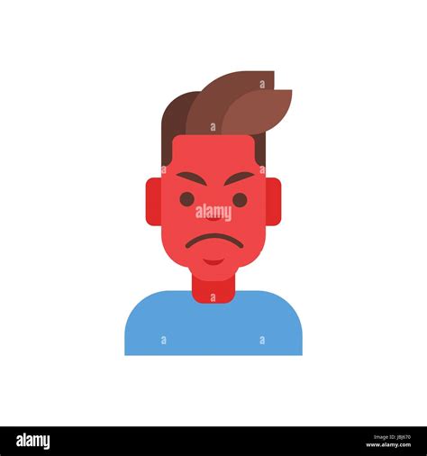 Profile Icon Male Emotion Avatar Man Cartoon Portrait Angry Red Face
