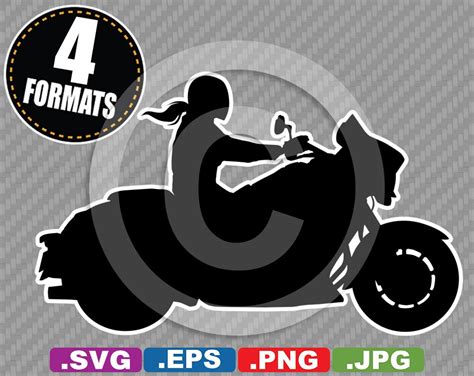 Cruiser Motorcycle With Female Rider Clip Art Svg Cutting Etsy
