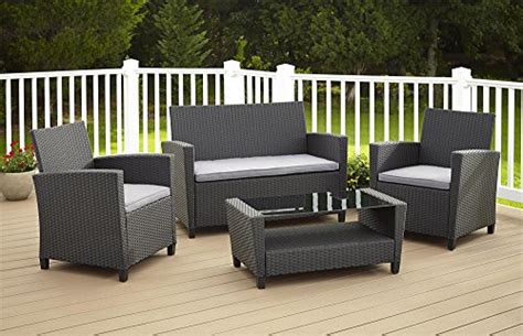 Cosco Dorel Industries Outdoor 4 Piece Resin Wicker Patio Set Grey