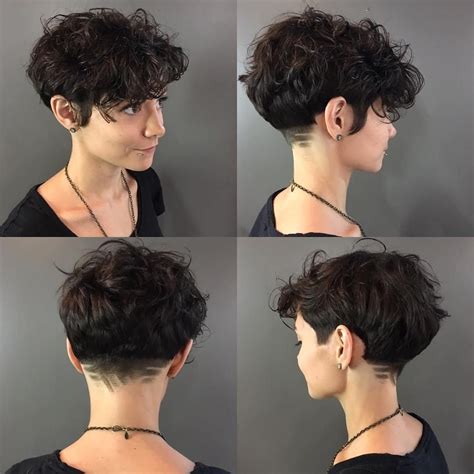 Curly Pixie With Shaved Nape Curly Pixie Haircuts Short Curly Pixie Short Hair Cuts Curly