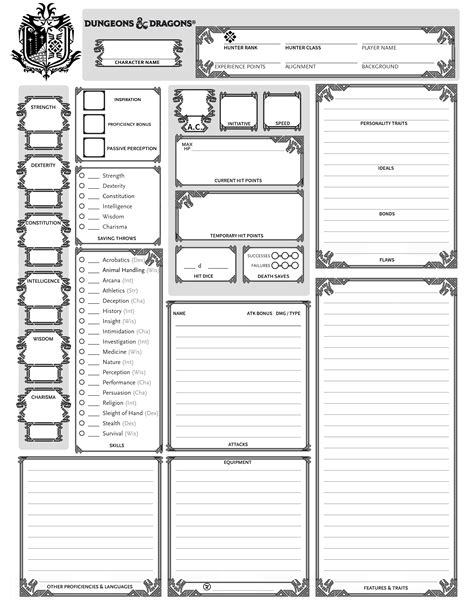 Dd 5e character sheet fillable online fasrsm dnd 5e printable