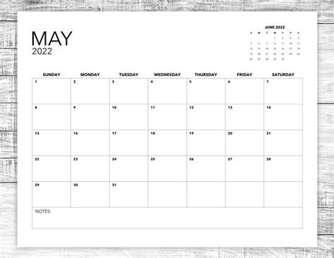 Printable May Calendar 2022 Planner May 2022 Minimalist Etsy