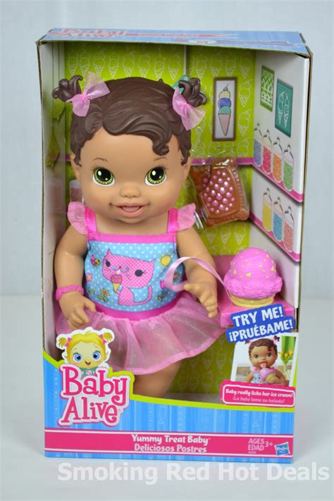 Baby Alive Yummy Treat Baby Hispanic Doll Brown Hair Licks Her Ice