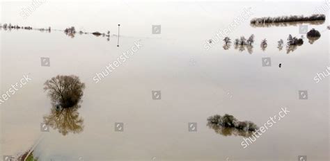 Aerial View Taken Drone Shows Floodwater Editorial Stock Photo Stock